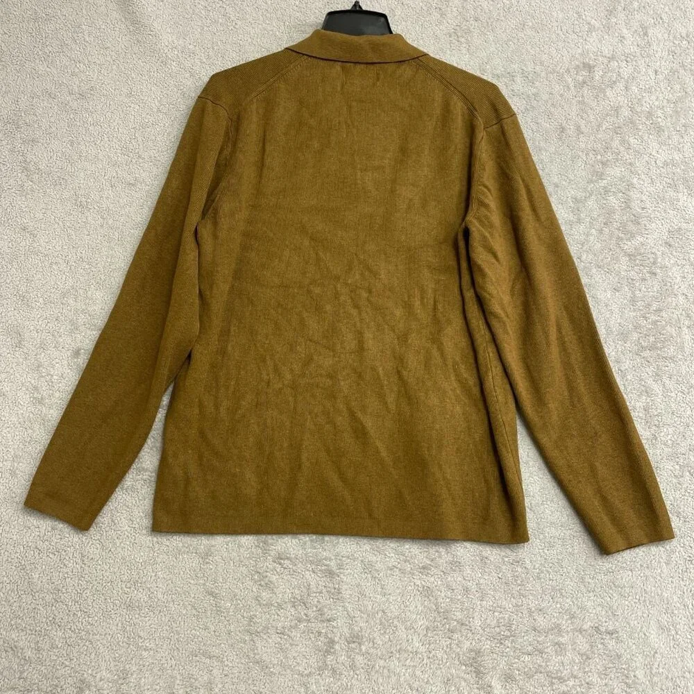 Hickey Freeman Men's L Brown Quarter-Zip Sweater Rayon/Poly Blend G1842